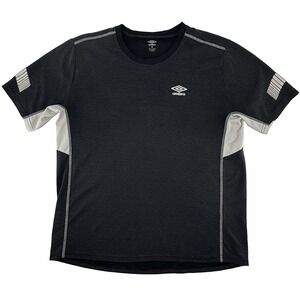 Umbro Men's XL Black Athletic Tee Short Sleeve Soccer Striped